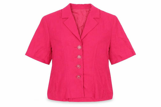 Front view of Endora women’s pink jacket blazer, size UK 16, button