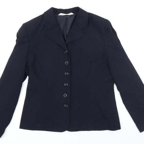 Marks and Spencer Womens Blue Jacket Blazer Size 12 Button