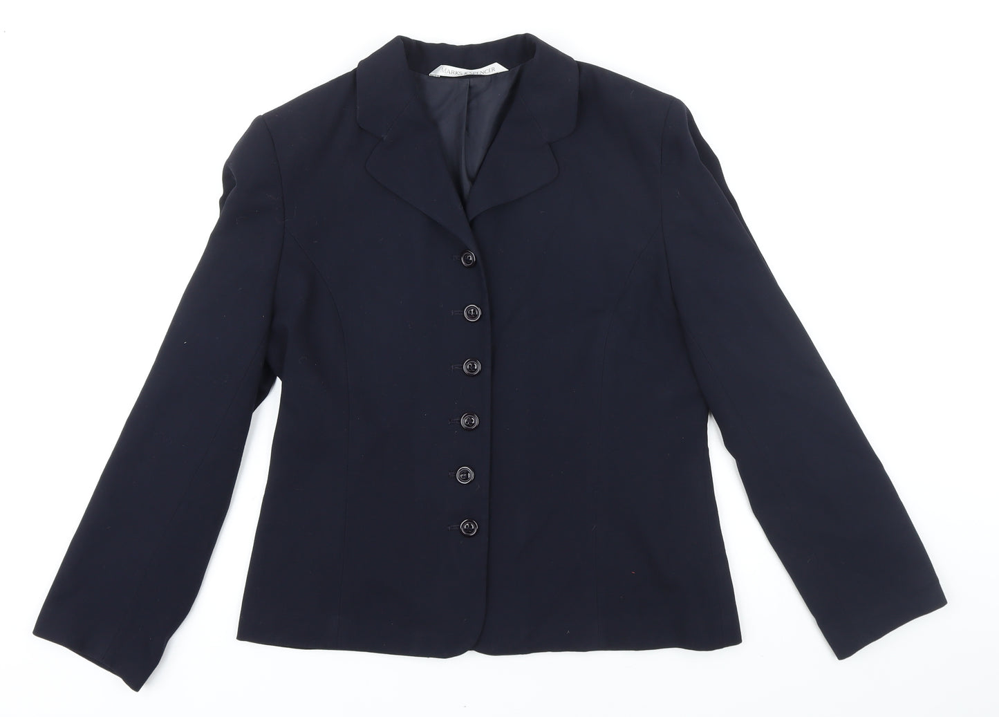 Marks and Spencer Womens Blue Jacket Blazer Size 12 Button