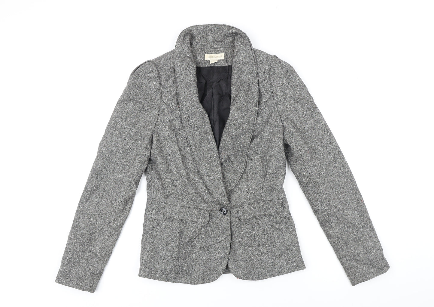 Monsoon Womens Grey Jacket Blazer Size 8 Button