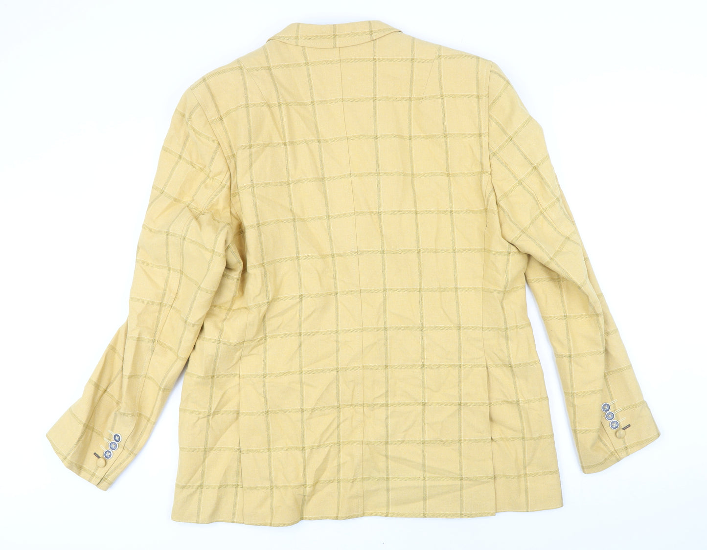 Maddox Street Mens Yellow Check Cotton Jacket Blazer Size 2XL Regular