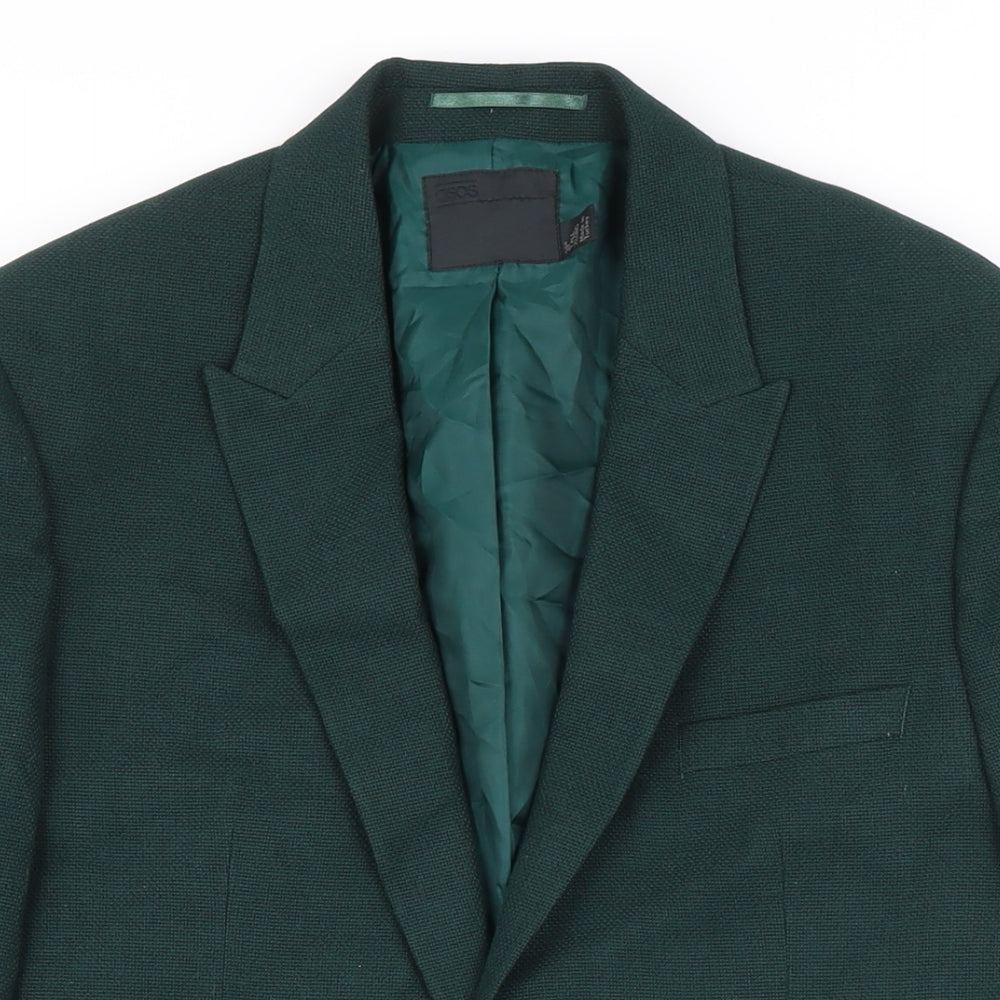 ASOS Mens Green Polyester Jacket Blazer Size 38 Regular