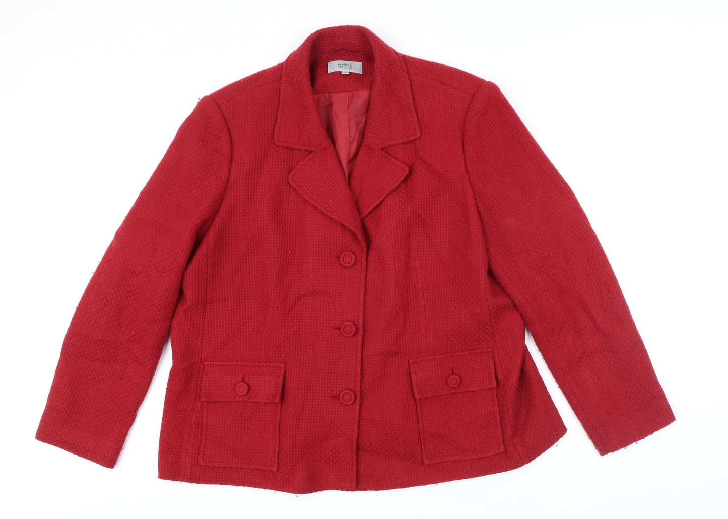 Marks & Spencer Womens Red Jacket Blazer Size 20 Button