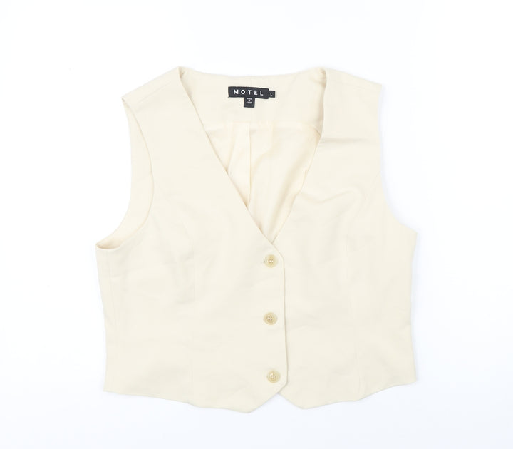 Motel Mens Ivory Polyester Jacket Suit Waistcoat Size L Regular