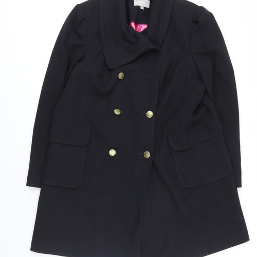 Per Una Womens Black Overcoat Coat Size 18 Button