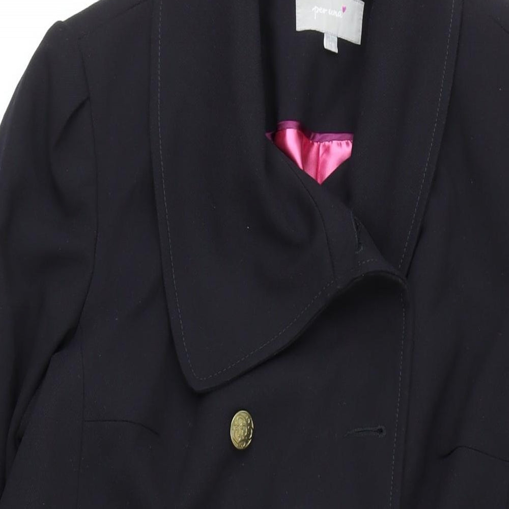 Per Una Womens Black Overcoat Coat Size 18 Button