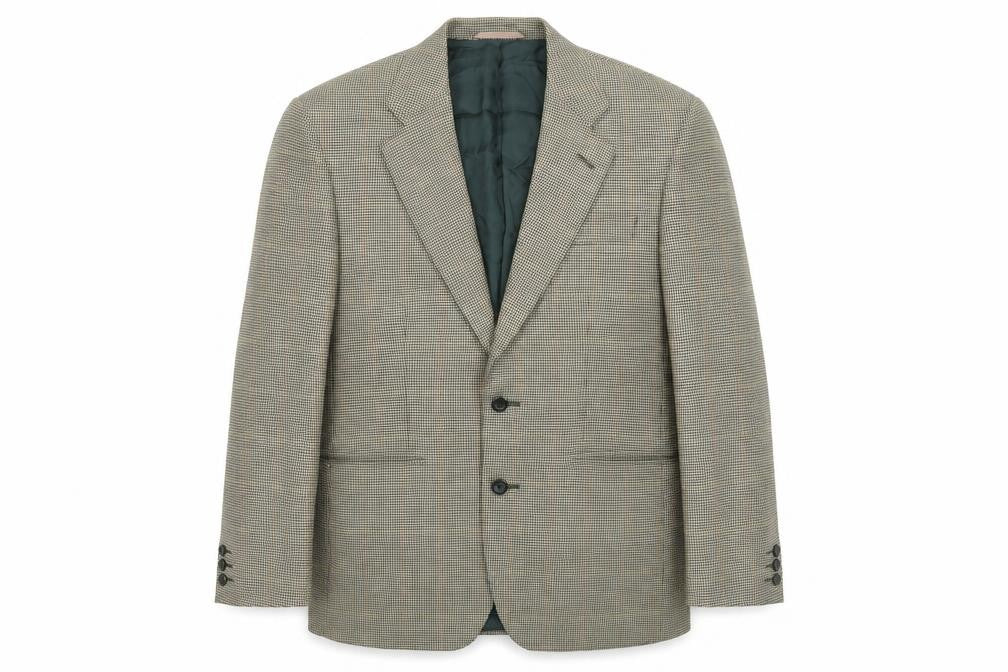 Pinstripe Mens Brown Check Polyester Jacket Blazer Size 38 Regular