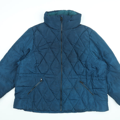 Marks and Spencer Womens Blue Puffer Jacket Coat Size 24 Zip