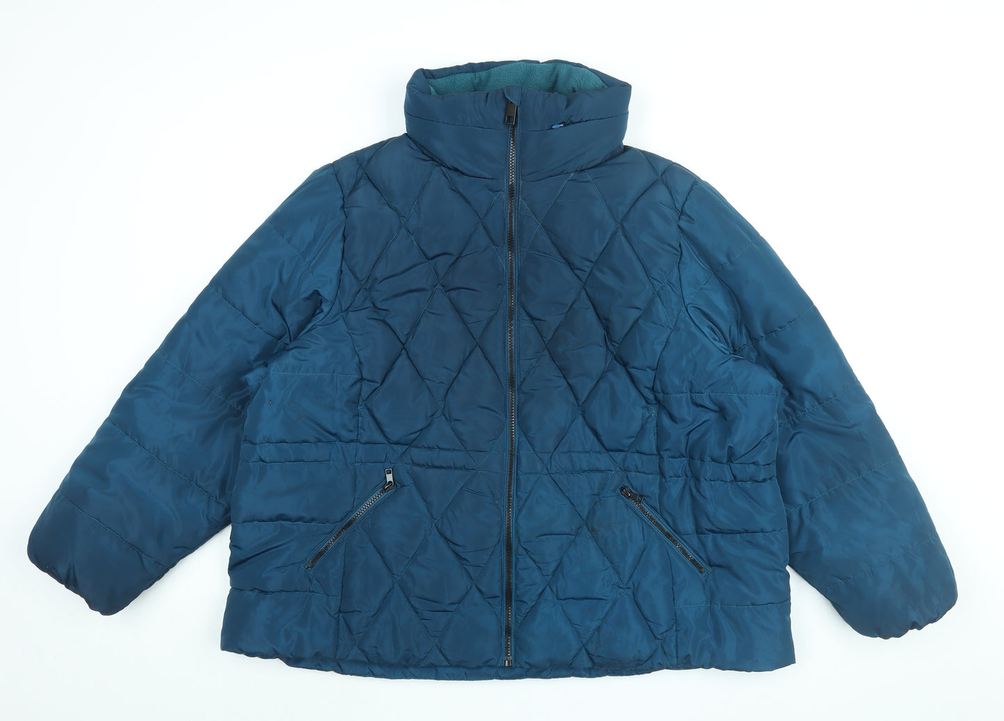 Marks and Spencer Womens Blue Puffer Jacket Coat Size 24 Zip