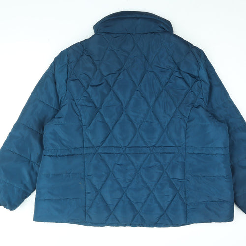 Marks and Spencer Womens Blue Puffer Jacket Coat Size 24 Zip