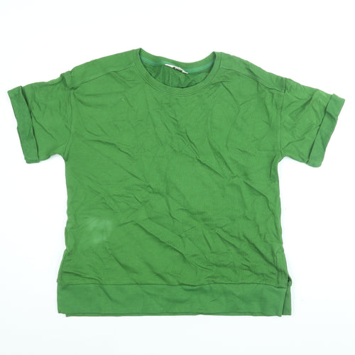 Per Una Womens Green Cotton Basic T-Shirt Size S Round Neck