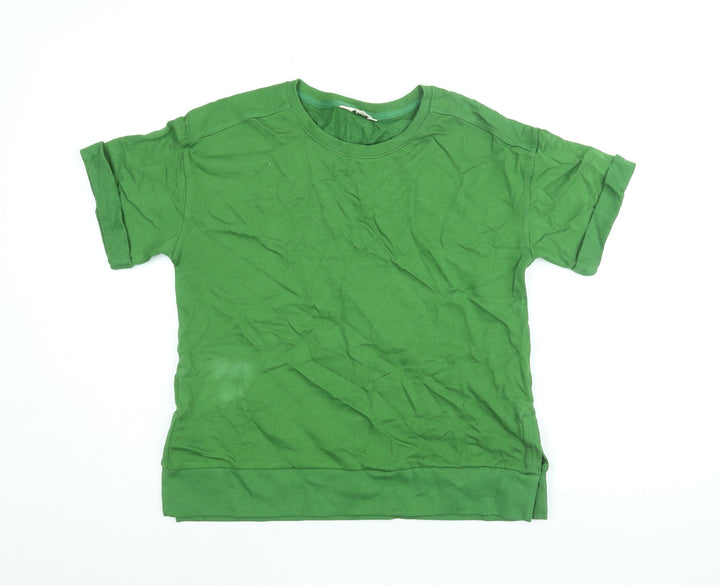 Per Una Womens Green Cotton Basic T-Shirt Size S Round Neck