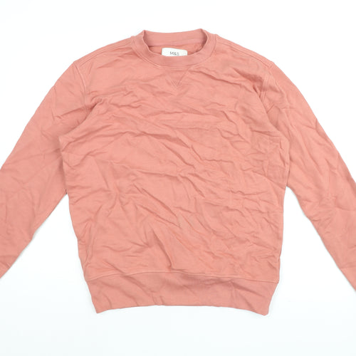Marks and Spencer Womens Pink Cotton Pullover Sweatshirt Size S Pullover