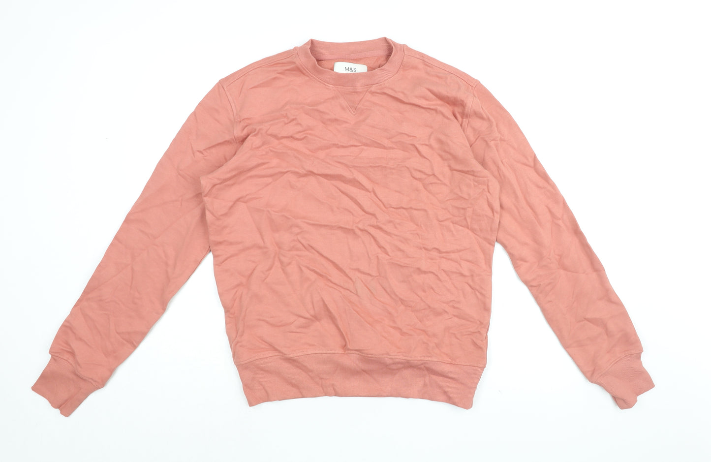 Marks and Spencer Womens Pink Cotton Pullover Sweatshirt Size S Pullover