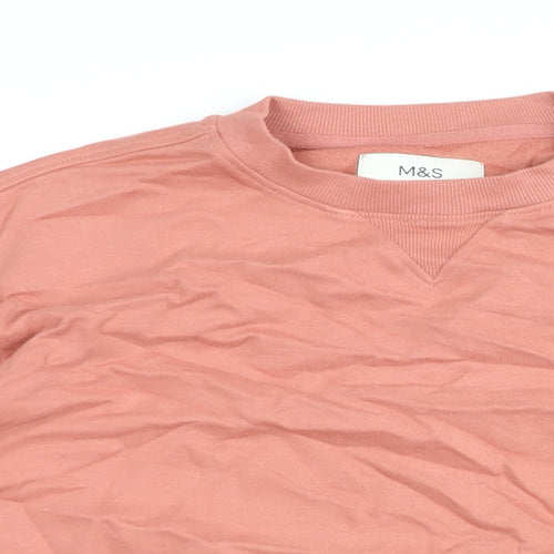 Marks and Spencer Womens Pink Cotton Pullover Sweatshirt Size S Pullover