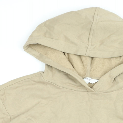 Marks and Spencer Womens Beige Cotton Pullover Hoodie Size M Pullover