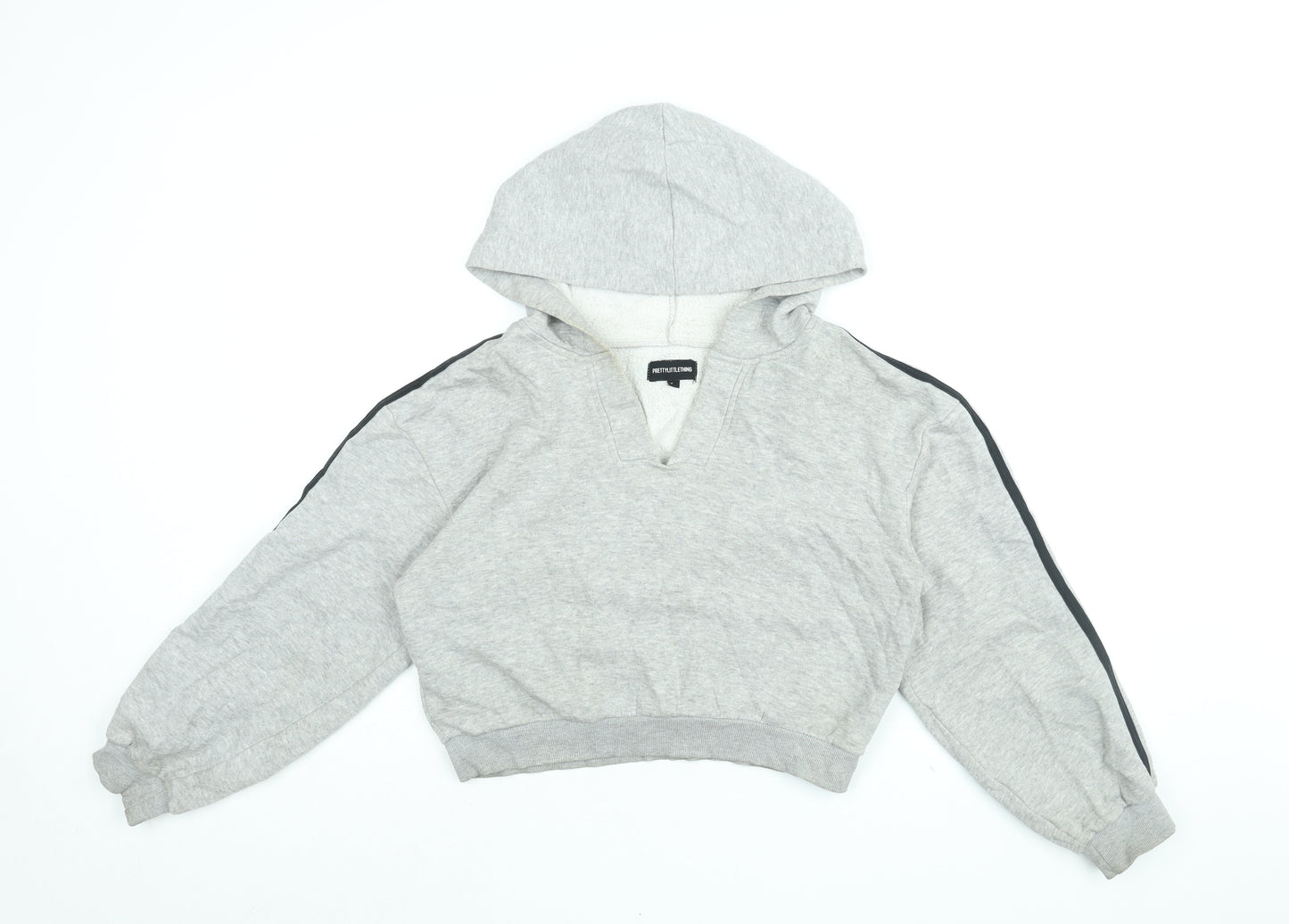 PRETTYLITTLETHING Womens Grey Cotton Pullover Hoodie Size S Pullover