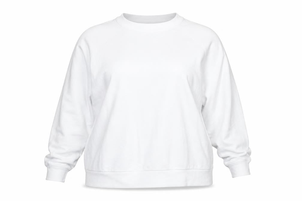 Front view of Goodmove women’s white cotton pullover sweatshirt, size UK 18, pullover