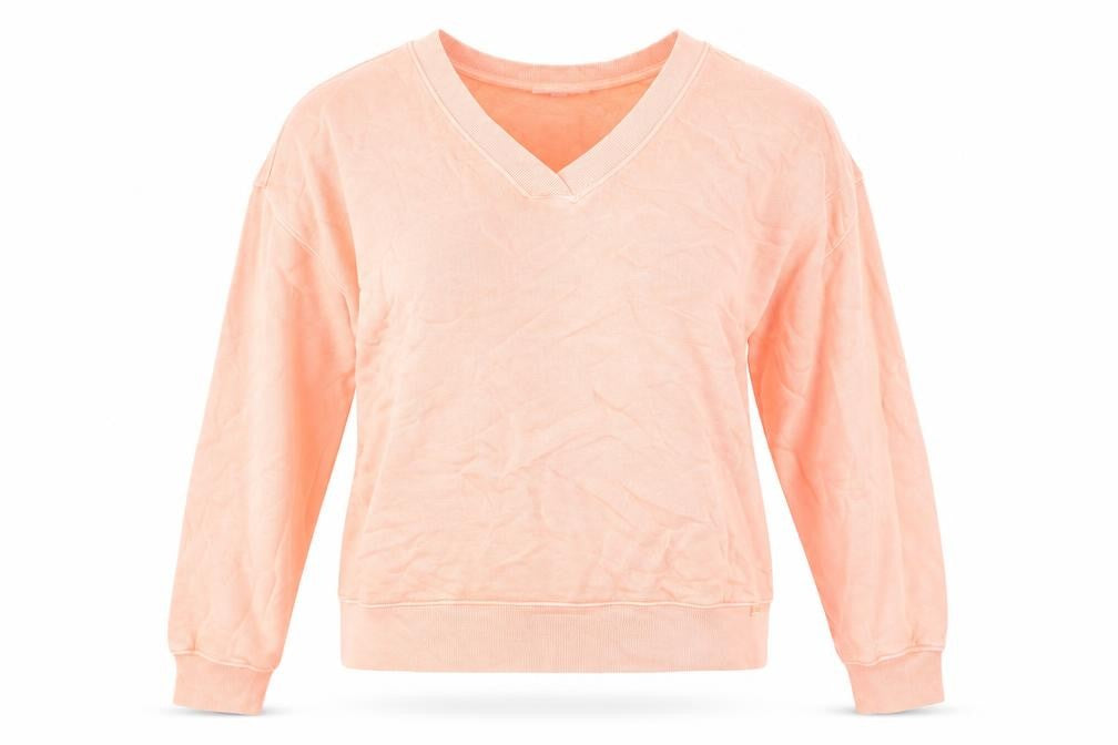 Front view of B By Boutique women’s pink cotton pullover sweatshirt, size S, pullover