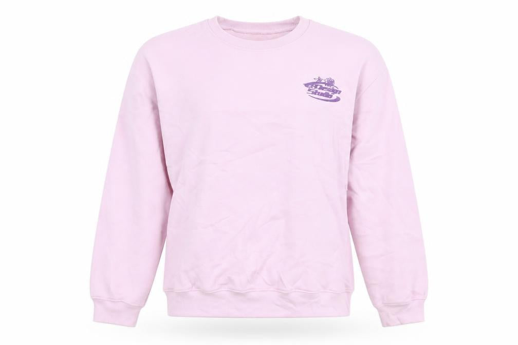 Front view of PRETTYLITTLETHING women’s purple cotton pullover sweatshirt, size S, pullover - design studio