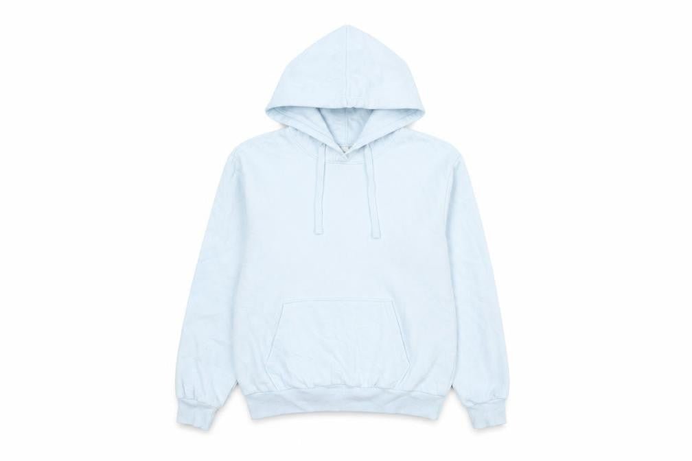 Front view of H&M women’s blue cotton pullover hoodie, size S, pullover - love
