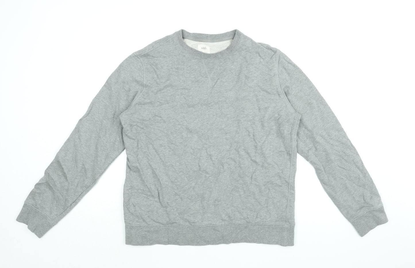 Marks and Spencer Mens Grey Cotton Pullover Sweatshirt Size L