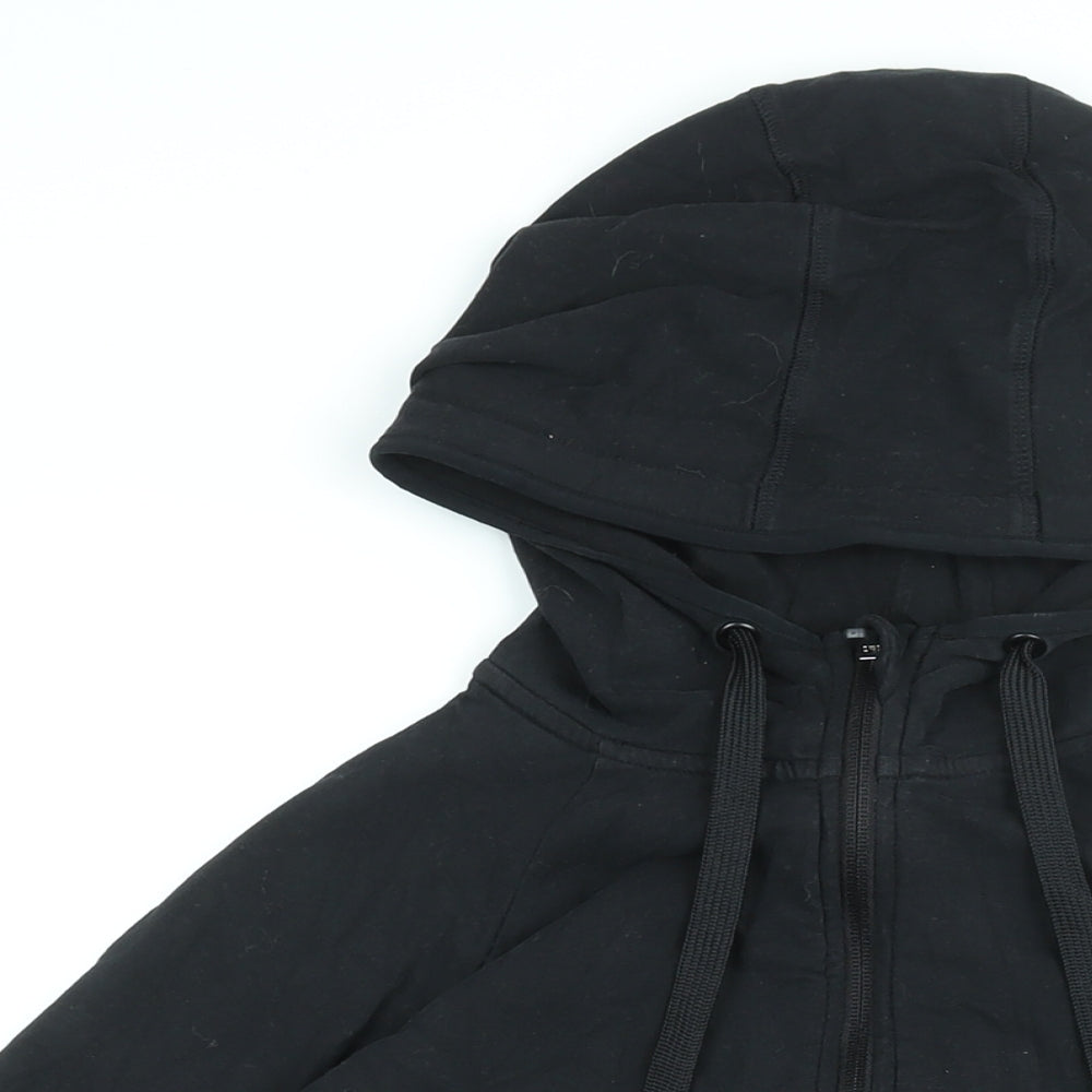 GOODMOVE Womens Black Cotton Full Zip Hoodie Size 10 Zip