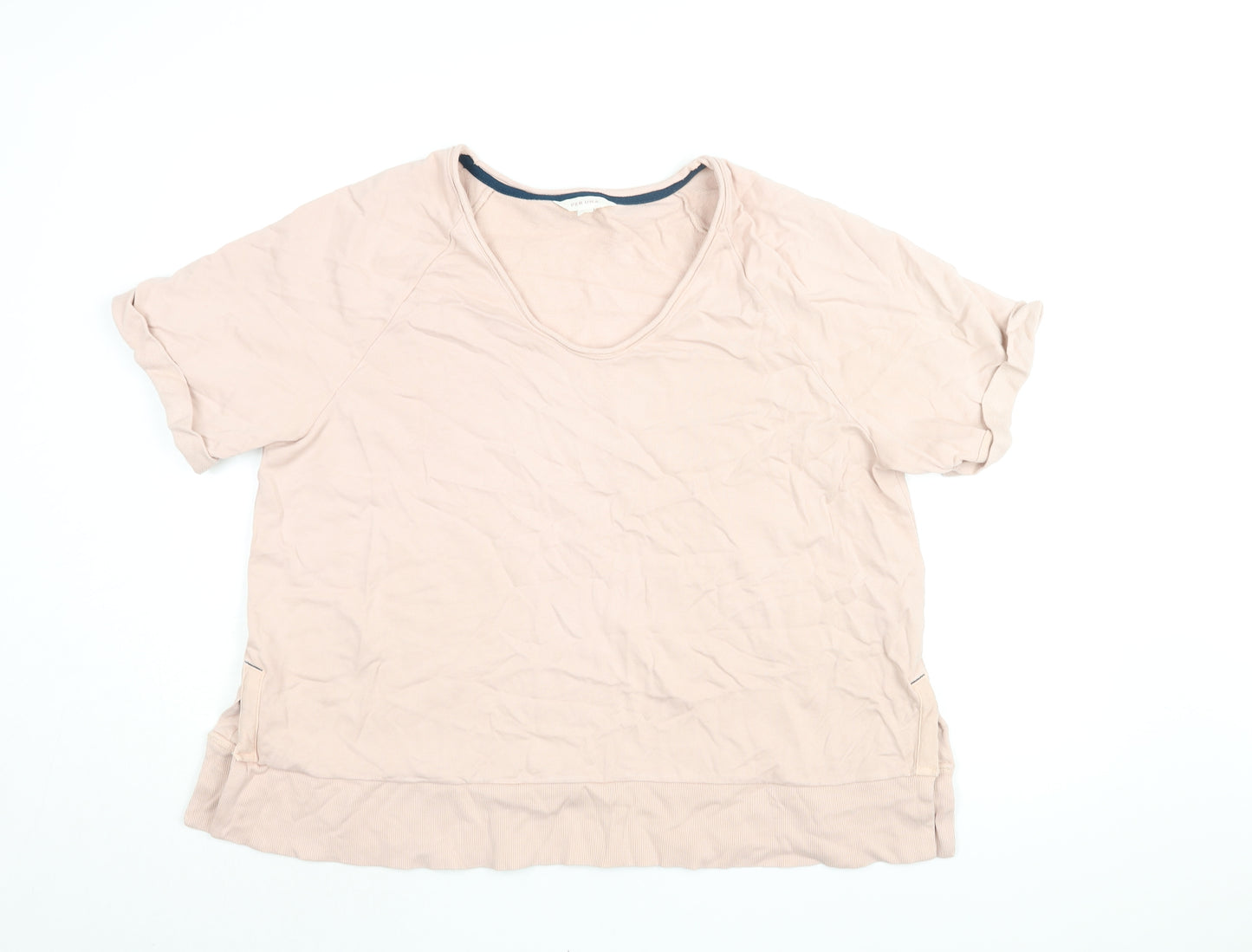 Per Una Womens Pink Cotton Basic T-Shirt Size L Round Neck