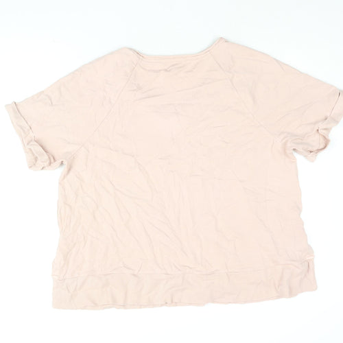 Per Una Womens Pink Cotton Basic T-Shirt Size L Round Neck