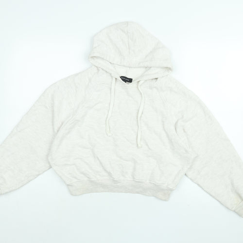 New Look Womens White Cotton Pullover Hoodie Size 10 Pullover