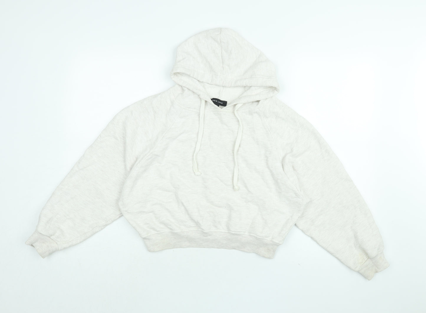 New Look Womens White Cotton Pullover Hoodie Size 10 Pullover