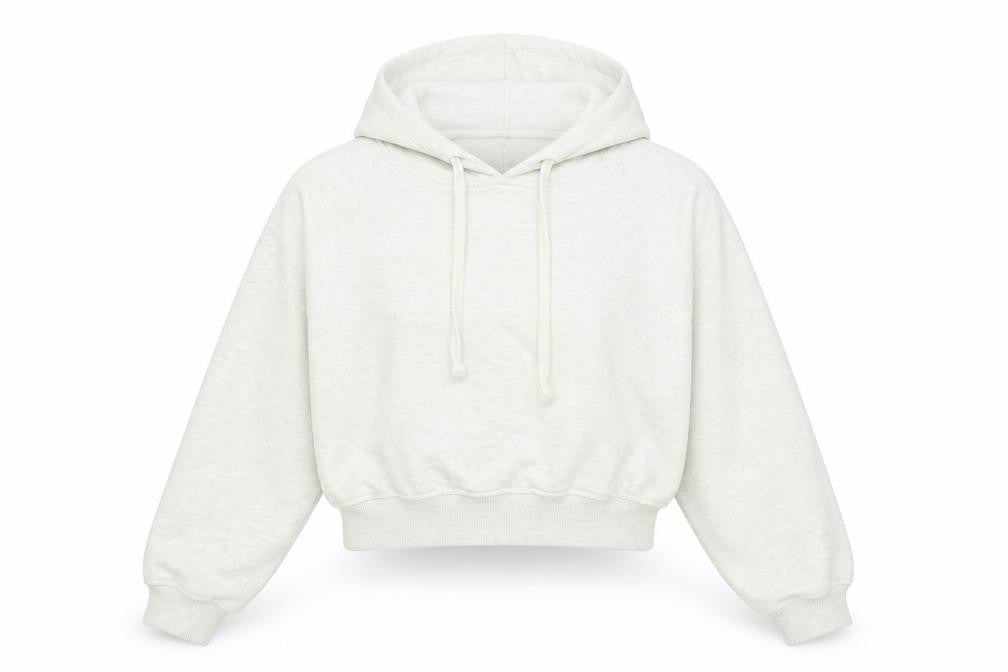 Front view of New Look women’s white cotton pullover hoodie, size UK 10, pullover
