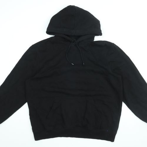 H&M Mens Black Cotton Pullover Hoodie Size L