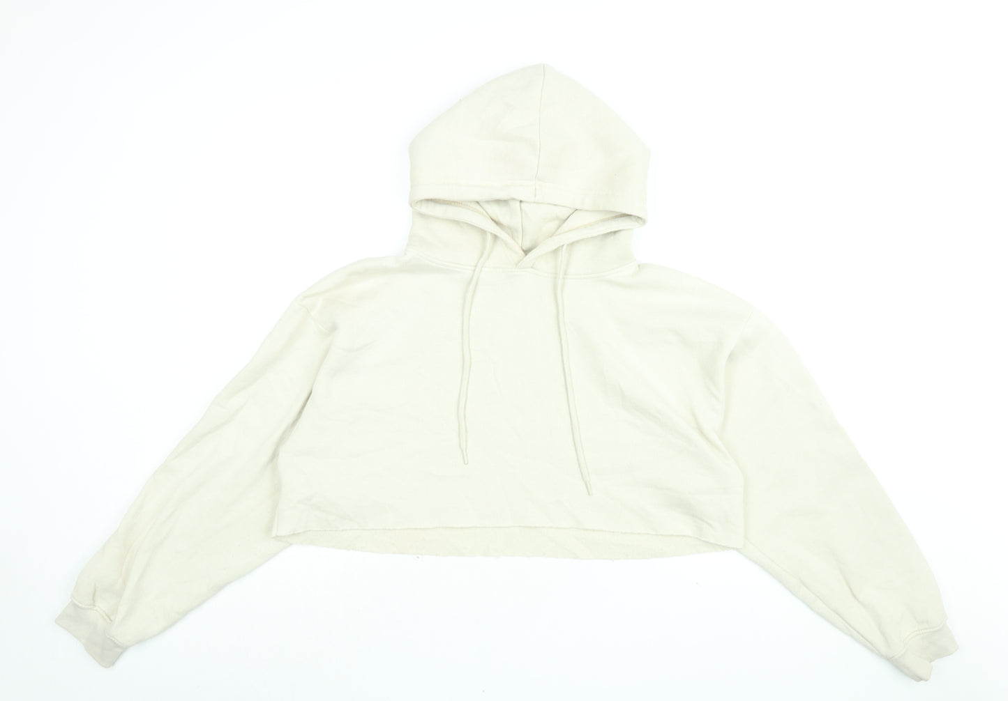 PRETTYLITTLETHING Womens Beige Cotton Pullover Hoodie Size S Pullover