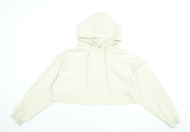 PRETTYLITTLETHING Womens Beige Cotton Pullover Hoodie Size S Pullover