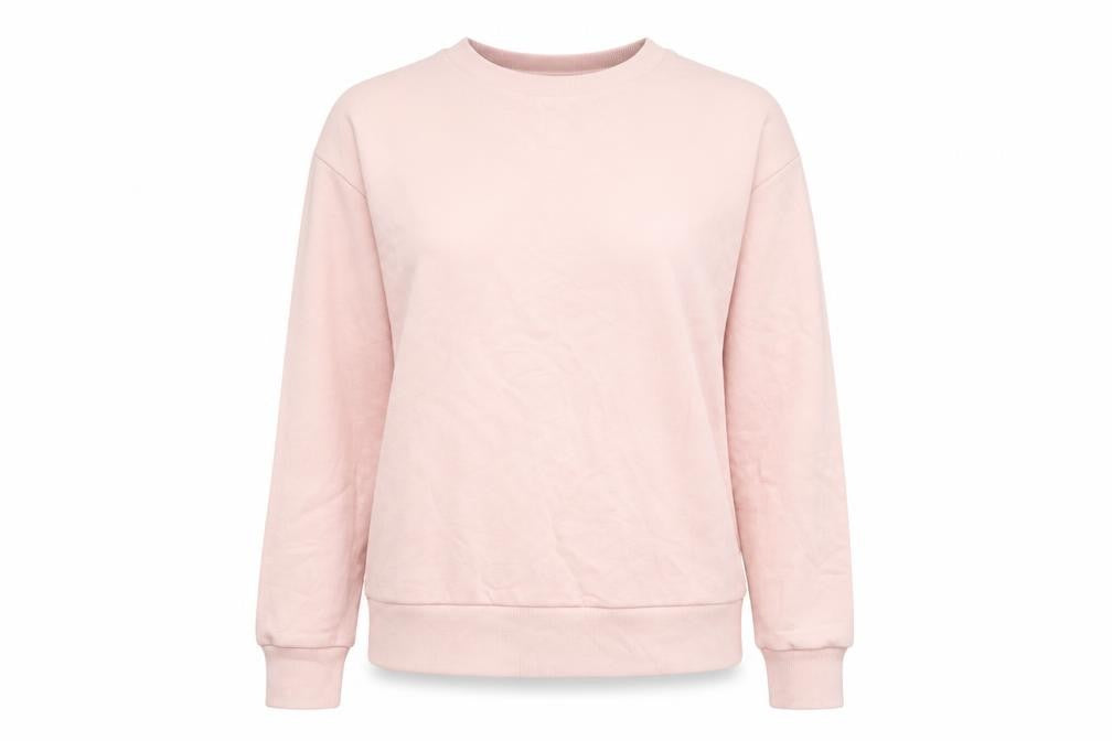 Front view of Marks & Spencer women’s pink cotton pullover sweatshirt, size M, pullover