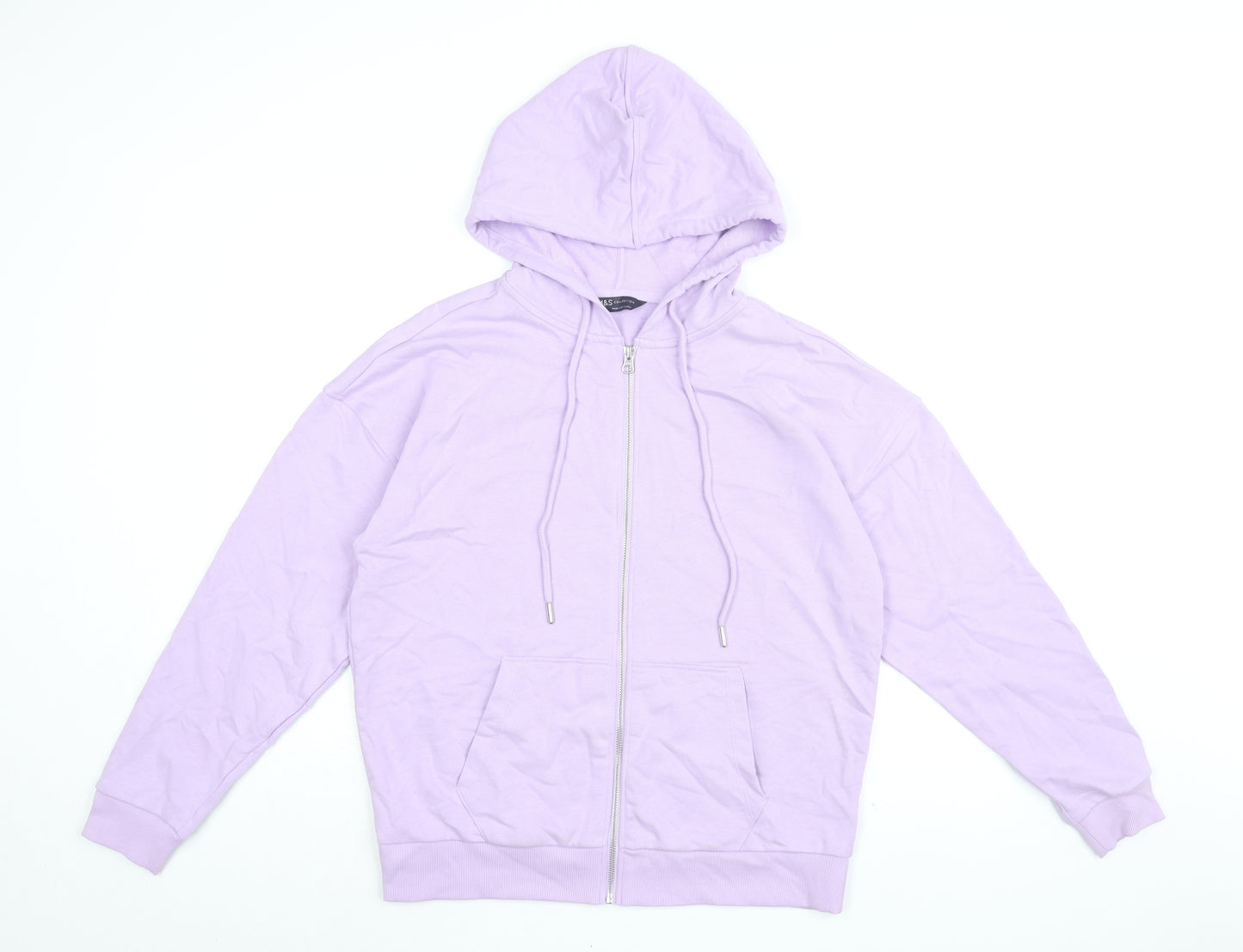 Marks and Spencer Womens Purple Cotton Full Zip Hoodie Size 10 Zip