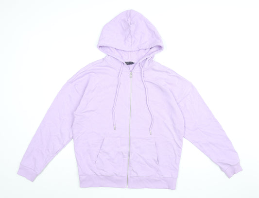 Marks and Spencer Womens Purple Cotton Full Zip Hoodie Size 10 Zip