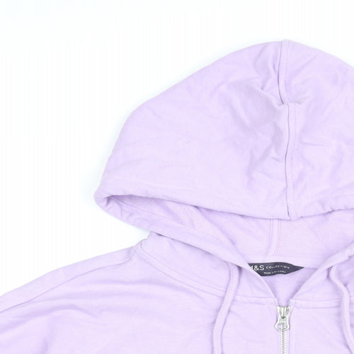 Marks and Spencer Womens Purple Cotton Full Zip Hoodie Size 10 Zip