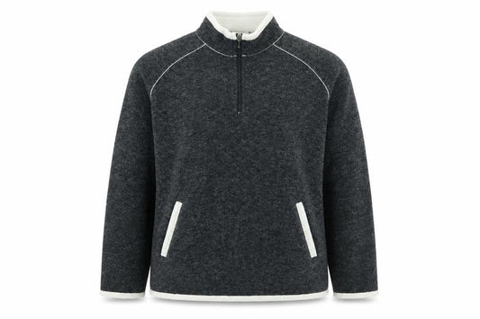 Front view of Next women’s grey acrylic pullover sweatshirt, size UK 12, zip