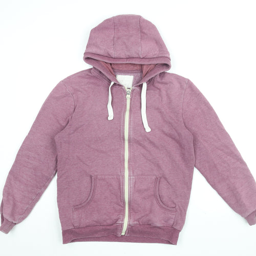 River Island Womens Purple Cotton Full Zip Hoodie Size M Zip