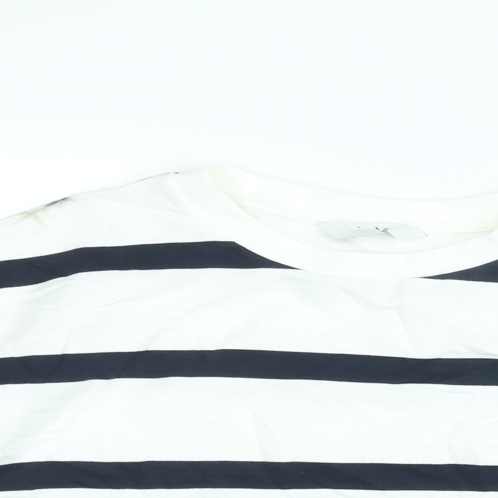 Marks and Spencer Womens White Striped Cotton Pullover Sweatshirt Size M Pullover