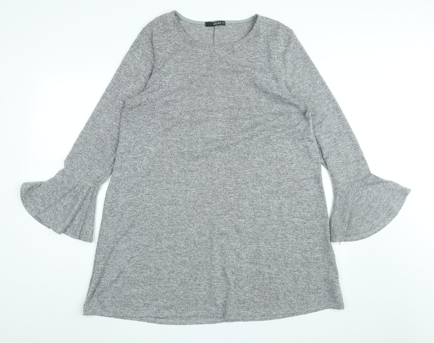 Quiz Womens Grey Polyester Shift Size 16 Round Neck Pullover