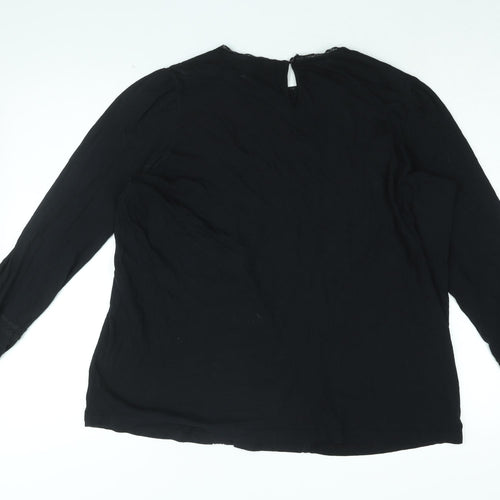 Marks and Spencer Womens Black Cotton Basic T-Shirt Size 14 Round Neck