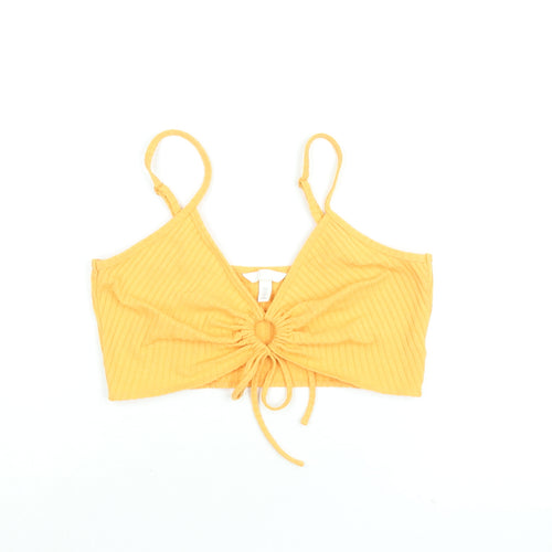 H&M Womens Orange Polyester Cropped T-Shirt Size M V-Neck