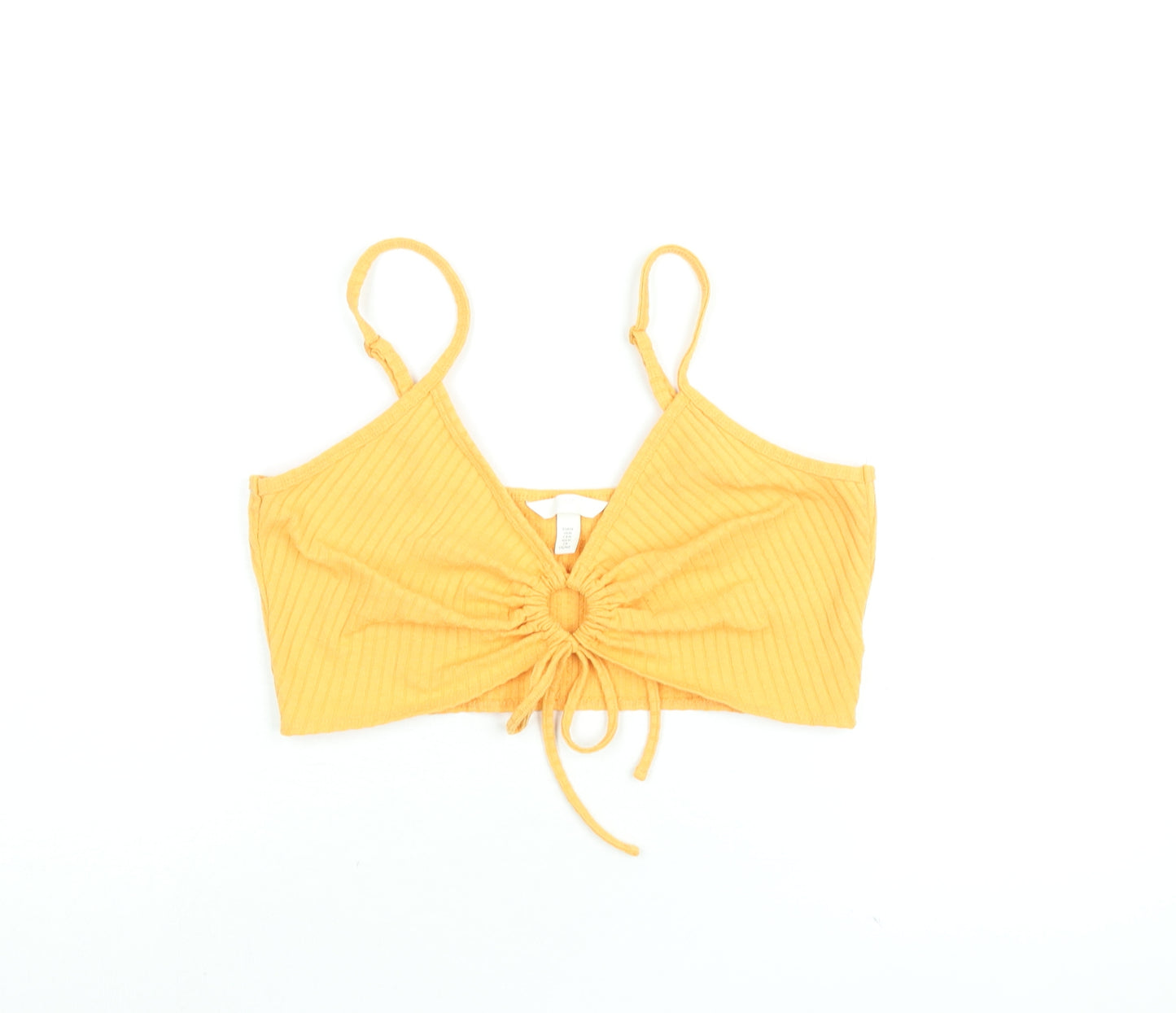 H&M Womens Orange Polyester Cropped T-Shirt Size M V-Neck