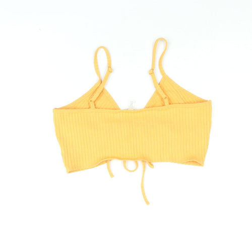 H&M Womens Orange Polyester Cropped T-Shirt Size M V-Neck