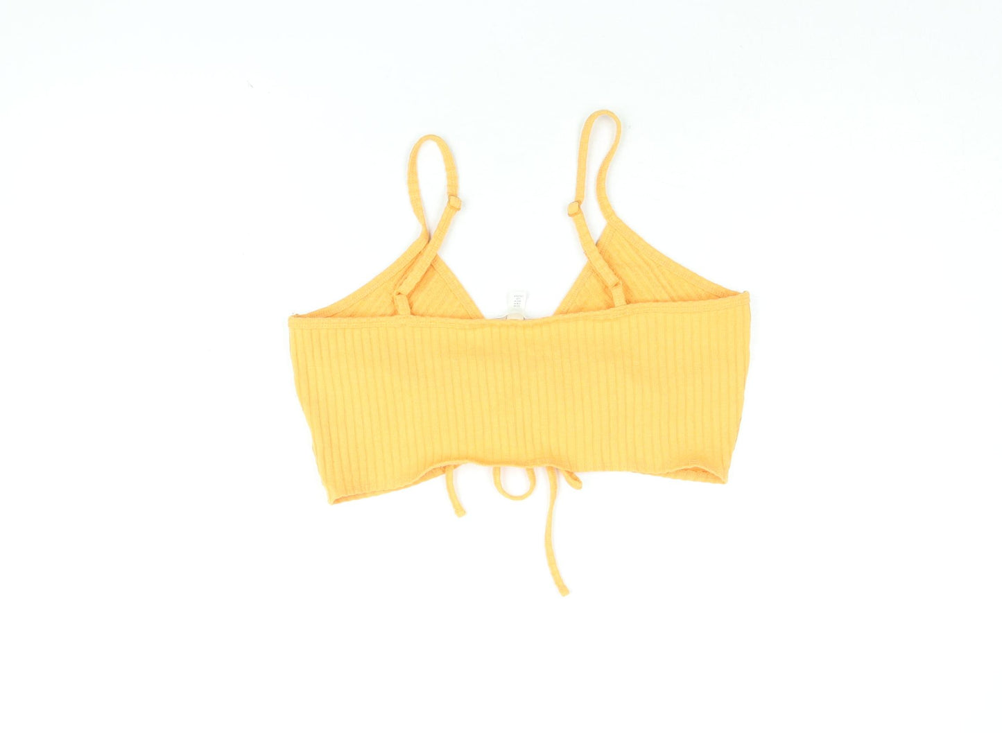 H&M Womens Orange Polyester Cropped T-Shirt Size M V-Neck