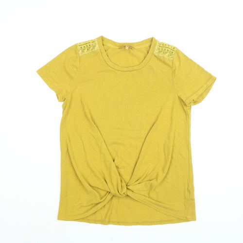 NEXT Womens Yellow Polyester Basic T-Shirt Size 10 Round Neck