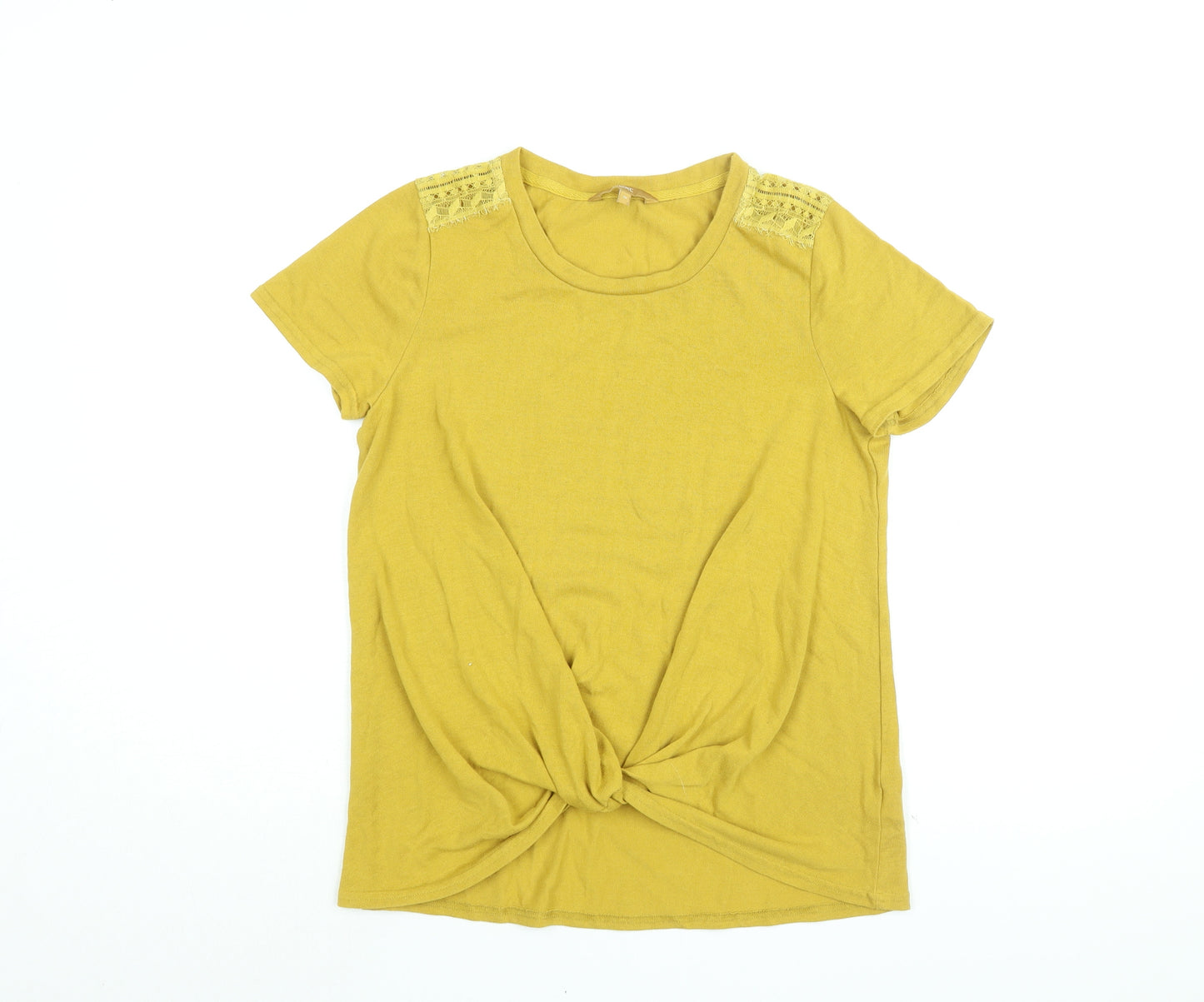 NEXT Womens Yellow Polyester Basic T-Shirt Size 10 Round Neck